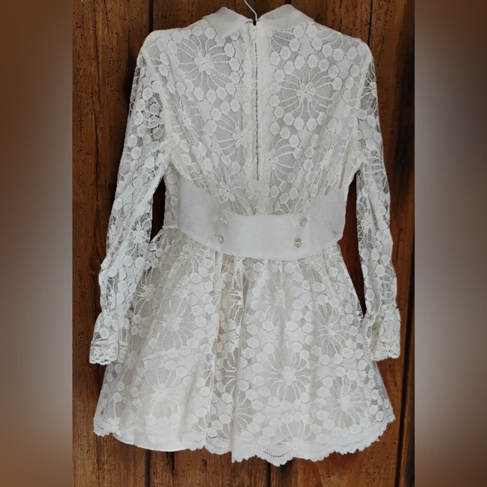 Laced Vintage Toddler Dress Sz 20" Chest Fit n Flare White Lined - Picture 2 of 16